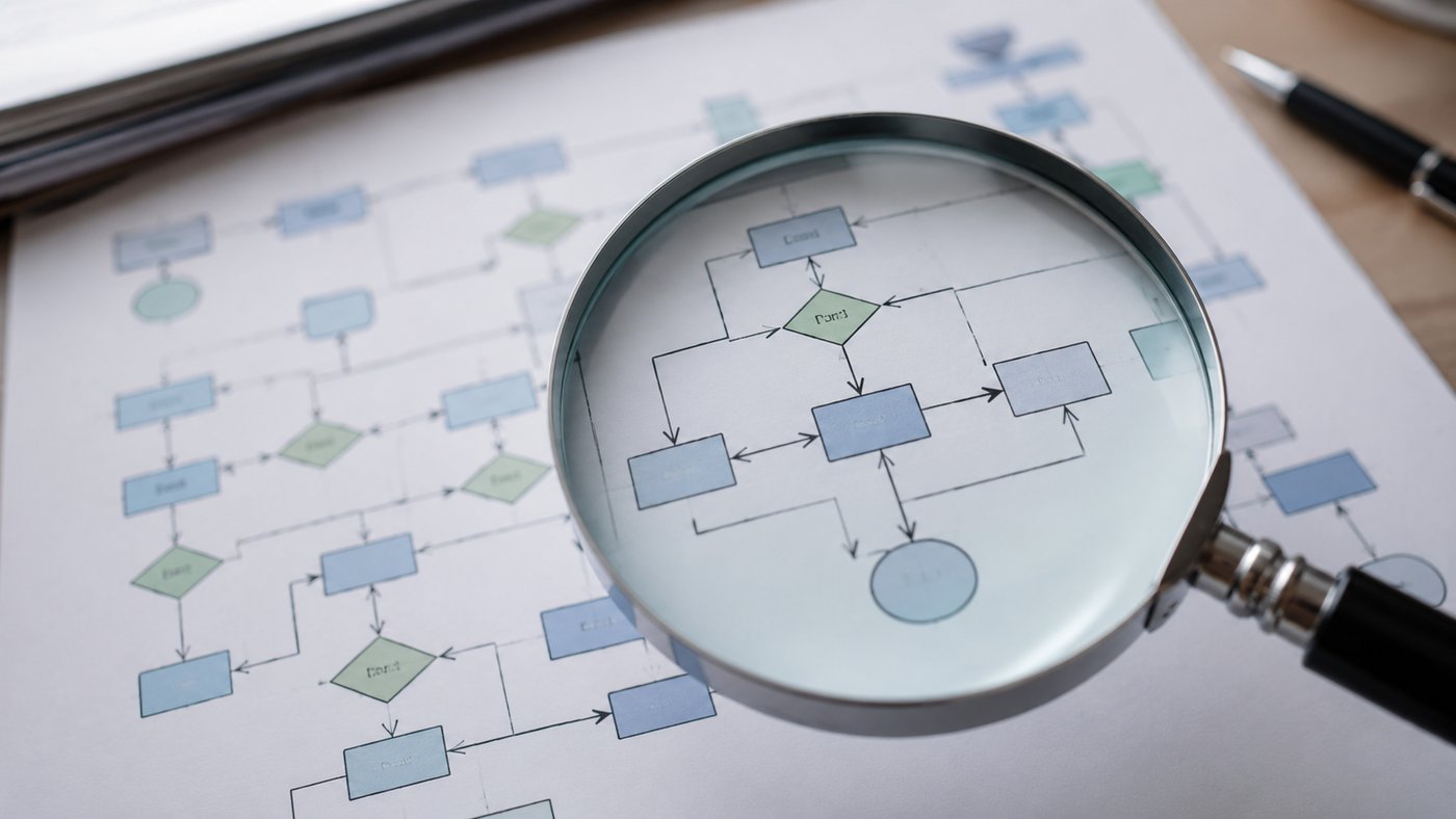 Diagrama do Método GAP: lupa sobre o processo com as três lentes — Eliminar, Reduzir e Terceirizar